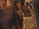 painting of a man on a horse being led by a man on a horse