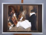 une image représentant un tableau d'un homme jouant du violon