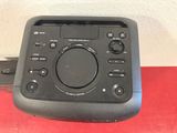 a radio that is sitting on top of a red table