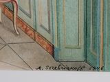 a picture of a painting of a chair in a room