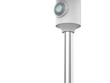 an image of a white fan on a stand on a white background