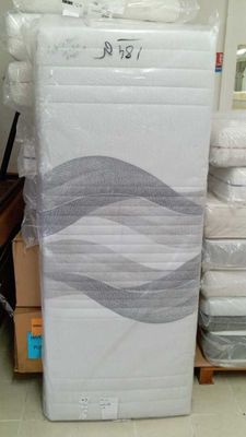une pile de matelas posée sur une palette dans un entrepôt
