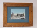 framed picture of a picture of a building in a wooden frame