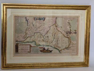 une vieille carte de l'île d'Oahua dans un cadre doré