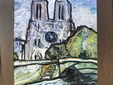 an image of a painting of a cathedral in a city