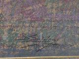 a picture of a painting of a bird on a ledge