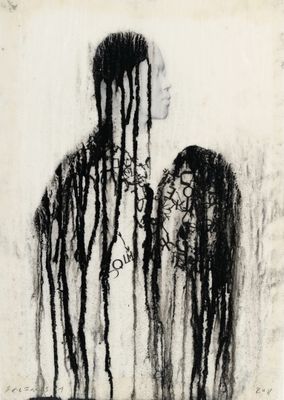 l'image d'un dessin représentant un homme et une femme debout l'un à côté de l'autre