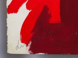 an image of a red and white painting on a white surface