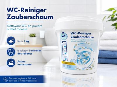 a bucket of w c reiniger zubersschaum on a counter