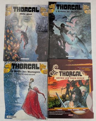 trois livres de Thorgal et Thorgal, dont l'un s'intitule Thorgal et l'autre Thorgal