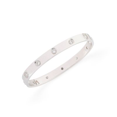 a white gold and diamond bang bracelet
