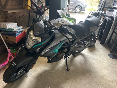a motorcycle that is parked in a garage