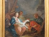 une image représentant un tableau où l'on voit une femme en train de lire un livre à un homme