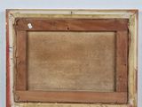 a painting of a brown frame with a white background