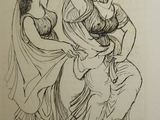 drawing of a couple of women dancing in a dance pose