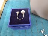 a blue box with a silver ring inside of it