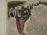 a picture of a map with a picture of a man riding a horse