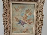 une vieille photo d'un oiseau volant dans le ciel, dans un cadre
