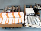many boxes of air filters and other items on a pallet