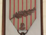 a picture of a medal hanging on a wall