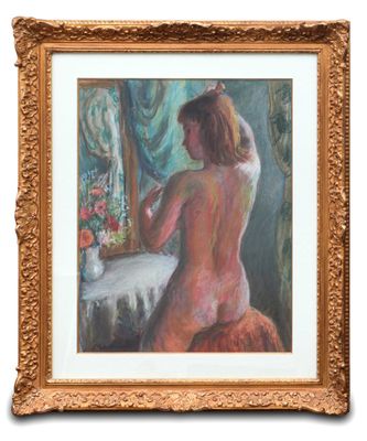 une image représentant un tableau d'une femme nue devant un miroir