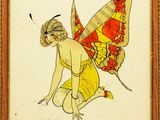tableau représentant une femme avec un papillon sur le dos