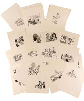 de nombreuses cartes ornées de dessins sur un fond blanc