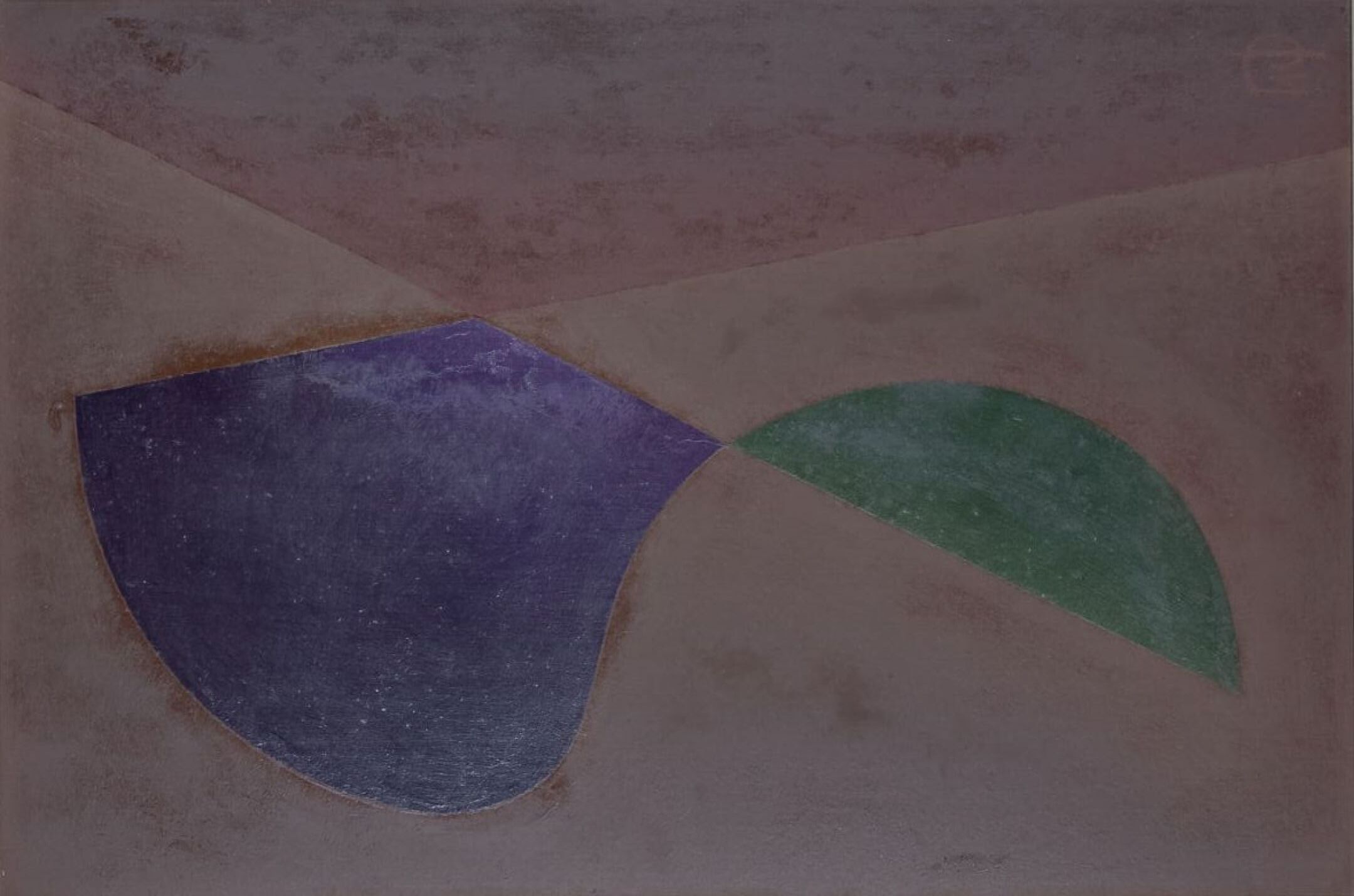 École du XXème siècle - Composition en brun Huile sur bois 34x23cm
