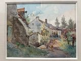 une photo d'un tableau représentant une rue de village