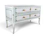 an image of a white chest of drawers with gold handles