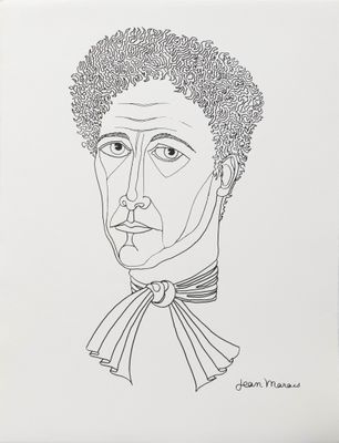 an image of a drawing of a woman with curly hair
