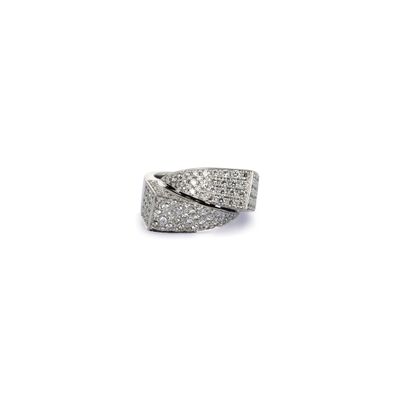 Travail contemporain Bague bandeau croisée en or gris 750‰ p…