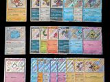 les cartes pokémon sont toutes alignées et prêtes à être jouées