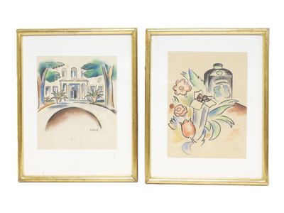 Paul WELSCH (1889-1954). L'entrée d'une demeure. Pastel et e…