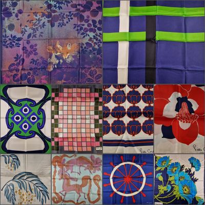 many different types of cloths are displayed on a table
