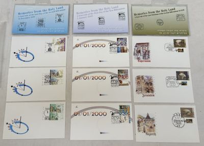many different types of stamps on the postcards