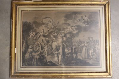 framed picture of a painting of a group of people on a wall