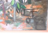 a picture of a painting of a plant in a pot on a table