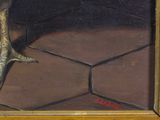 a picture of a painting of a lizard on a tile floor
