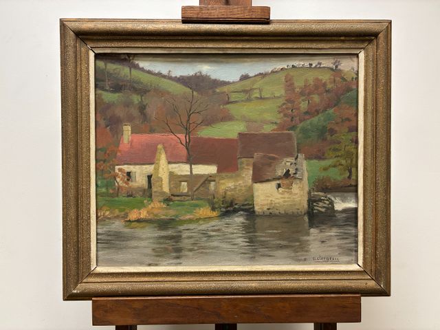 Auguste CLERGEAU (1898 - 1967) « Moulin à Glénic (23) ». Huile su...