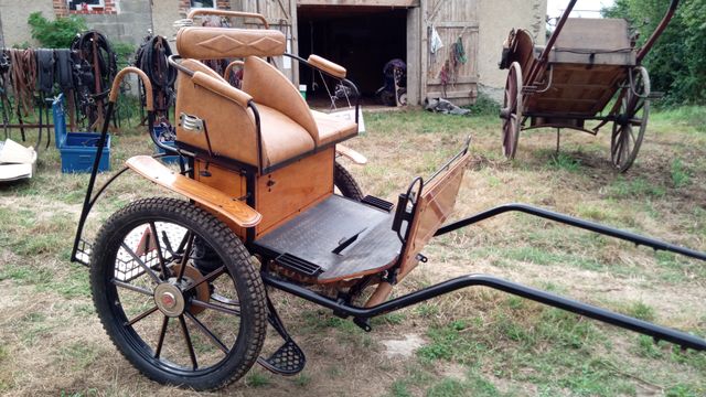 Voiture hippomobile/Gig 2 roues. Marque DOMINIAK N° de série ZD 1...