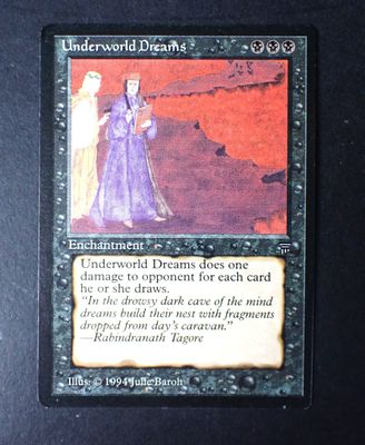 the card has a picture of a woman in a purple dress and a man in a purple robe