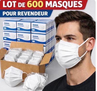 Lot de 3000 masques de protection emballé en sachet de 5