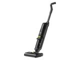 a black and green vacuum cleaner on a white background