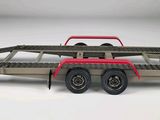 a toy truck with a trailer attached to it ' s back
