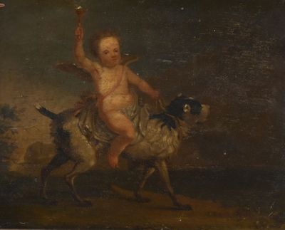 une image représentant un tableau où l'on voit un enfant à dos de mouton