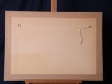 a picture of a painting on a easel with a black background