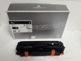 a black and orange toner and a white box on a white surface