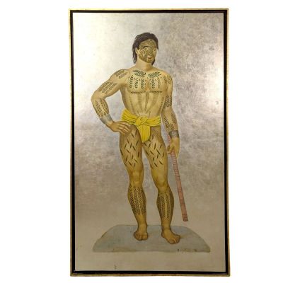 une image représentant un tableau d'un homme tenant une batte à la main