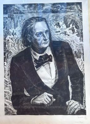 tableau représentant un homme en smoking, une cigarette à la main